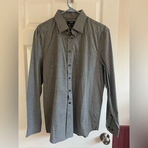 Express Men's Black and Gray Button Down Shirt